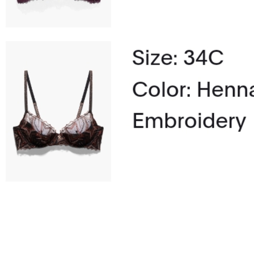 Savage X Fenty Shining Star Red Henna Starstruck Embroidered Half Cup Plunge Bra